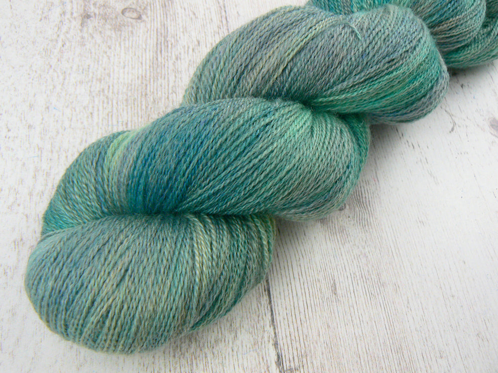Heathered Greens, Merino, Cashmere and Rose Lace
