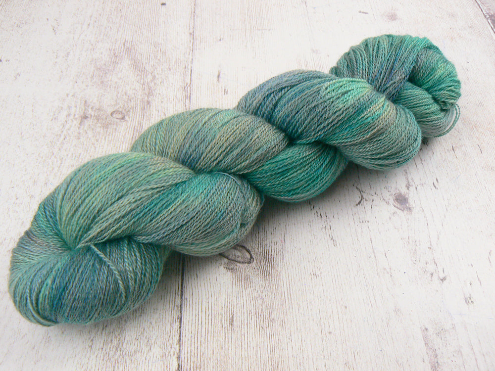 Heathered Greens, Merino, Cashmere and Rose Lace