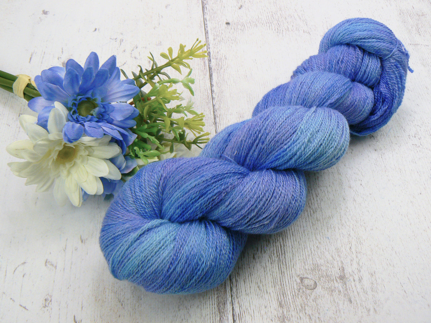 Iris Under a Summer Sky, Merino, Cashmere and Rose Lace