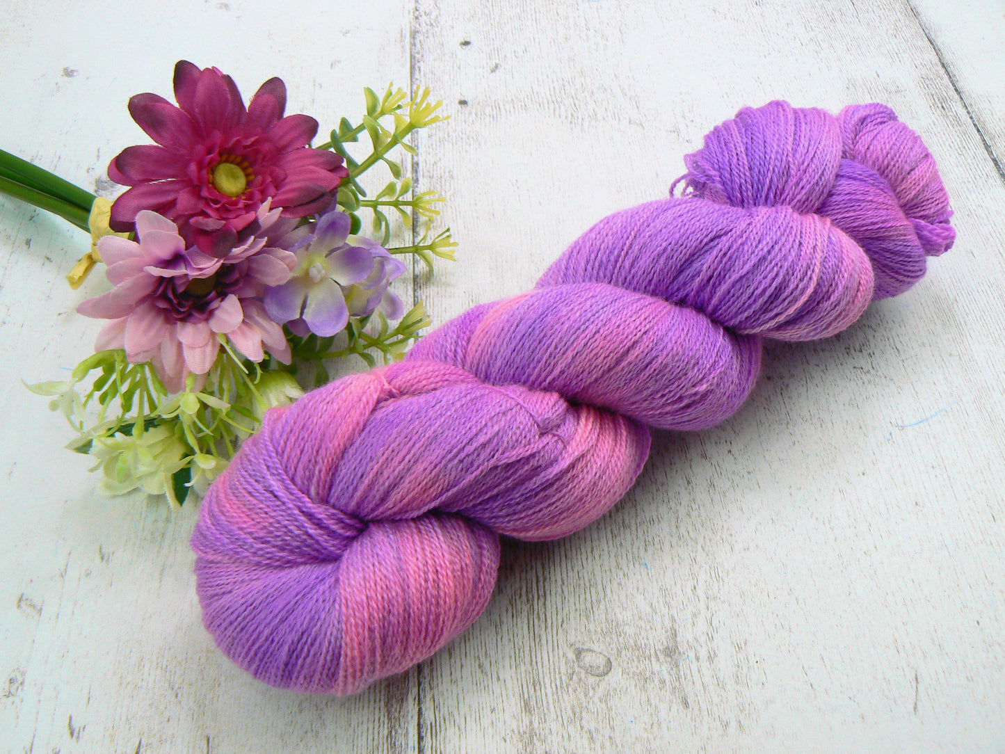 Lavender Brights, Merino, Cashmere and Rose Lace