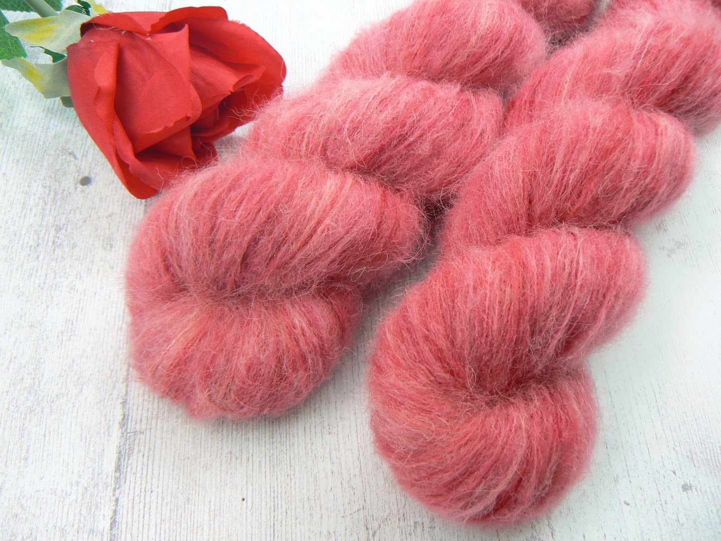 Red Velvet Rose, Suri Alpaca Silk Cloud Lace
