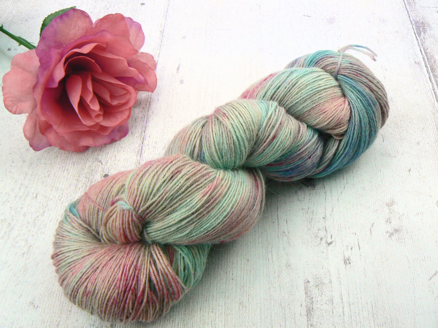 NEW COLOURWAY: Frosted Petals, Alpaca Blue Faced Leicester 4-ply
