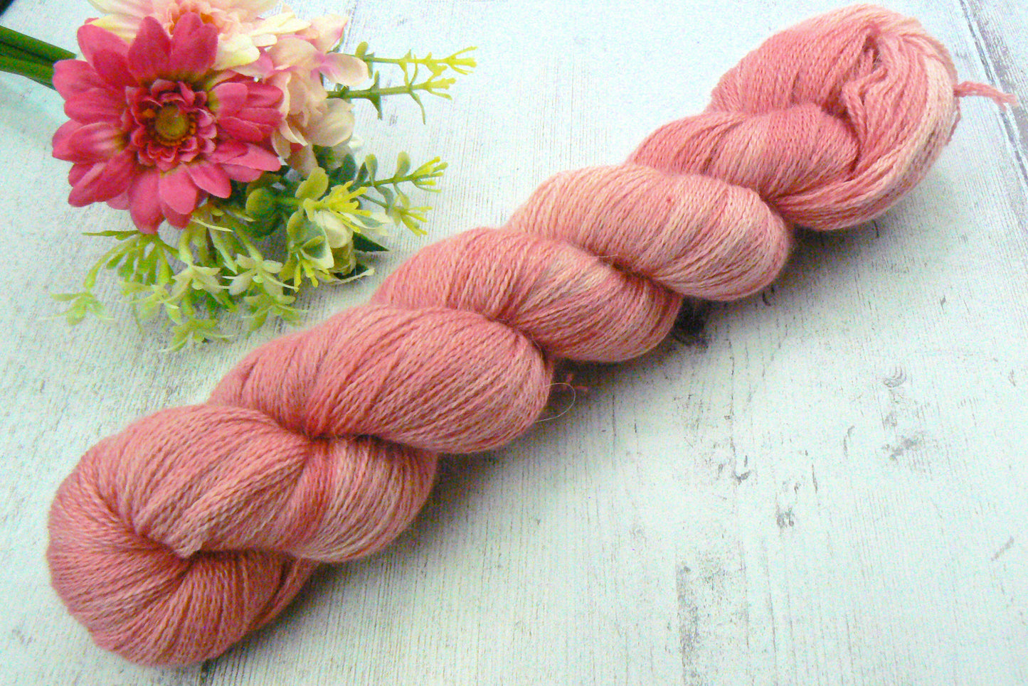 NEW COLOURWAY: Peachey Pinkness, Baby Alpaca Silk Cashmere Lace