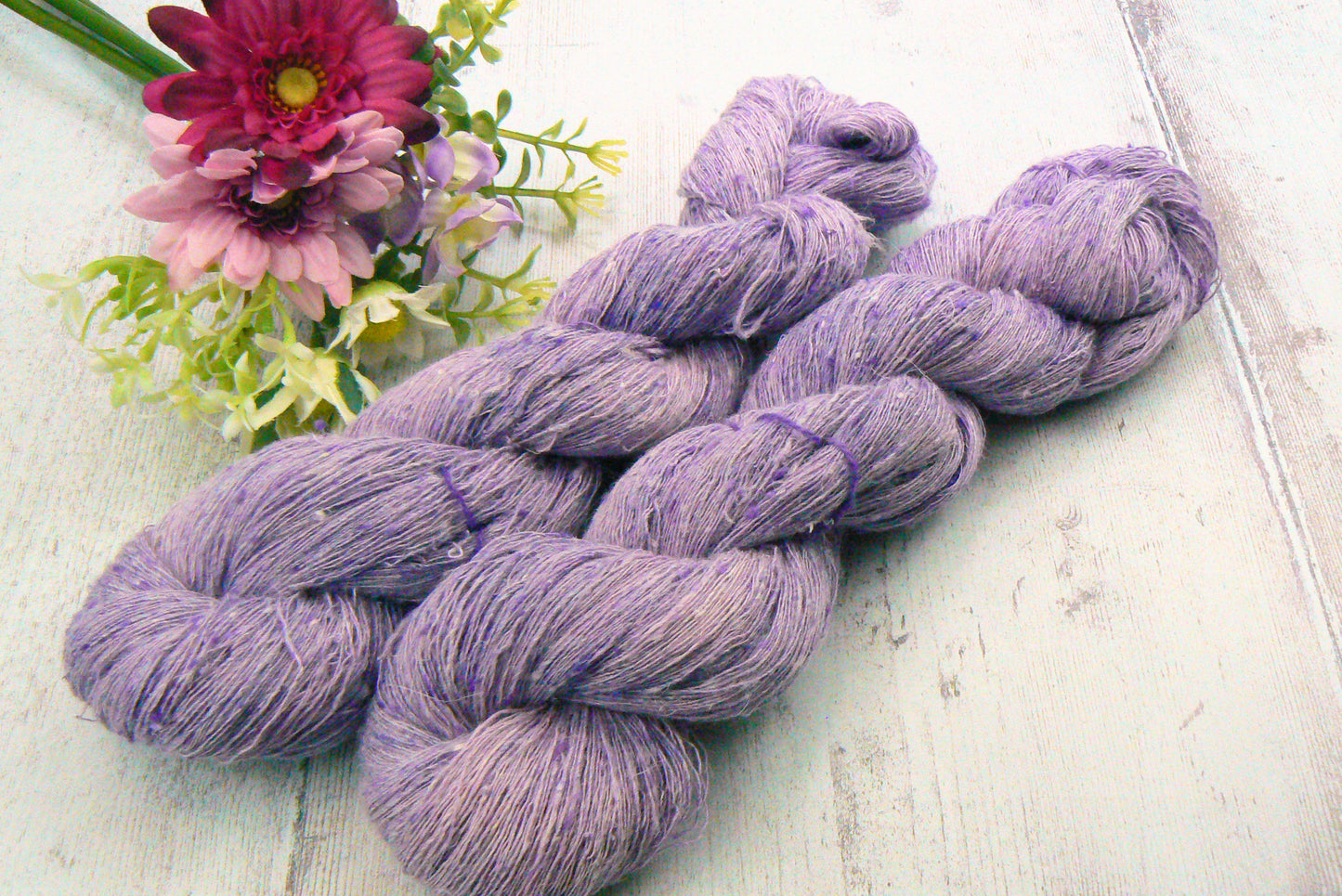 Violets with Verve, Linen Viscose Silk Cobweb Lace