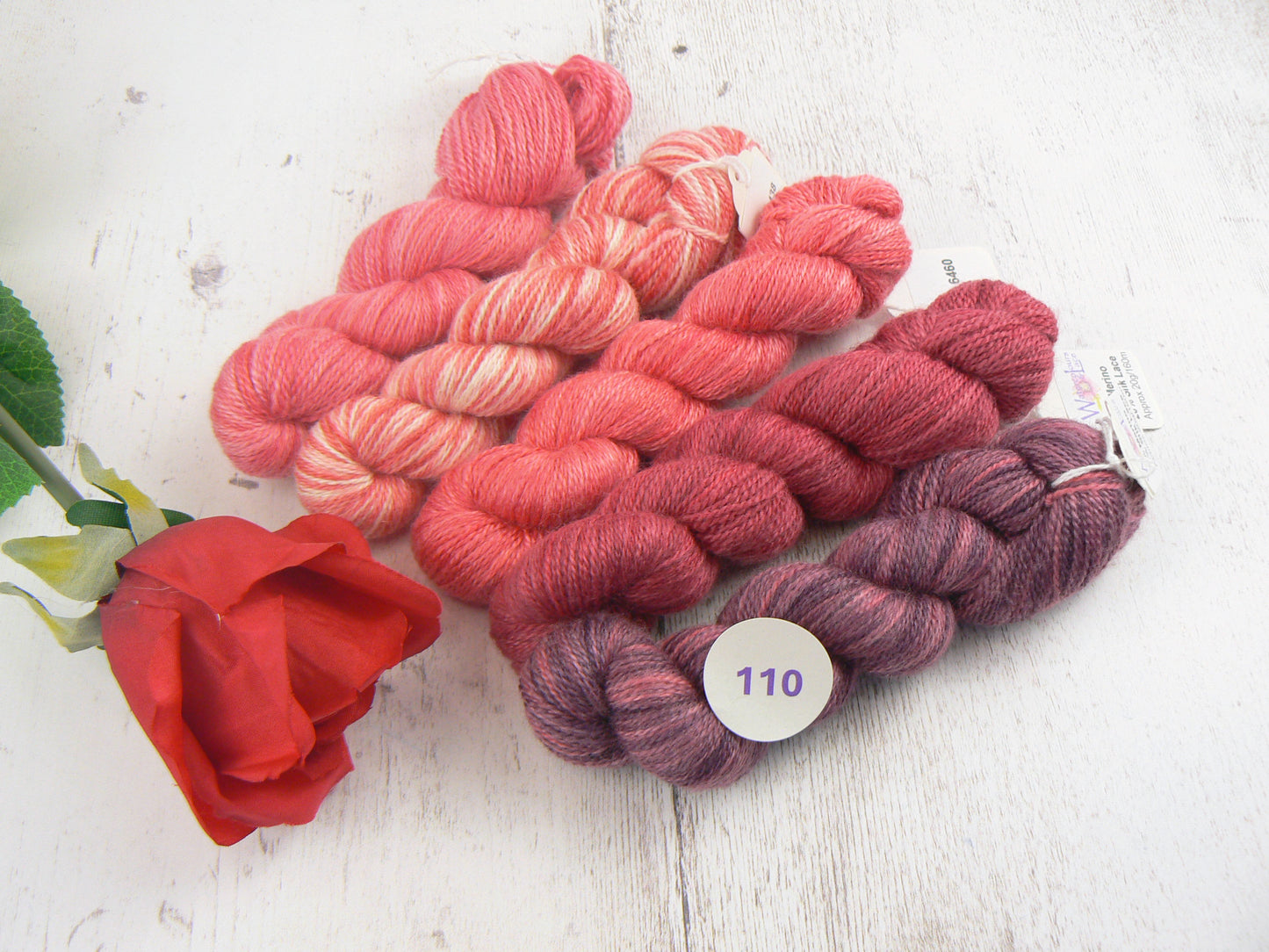 Merino Silk Laceweight Mini-skeins in Pinks, Reds and Burgundies
