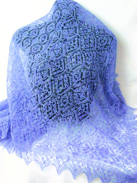Yvaine, Shetland Lace Stole Kit, in Shetland Pure Wool Cobweb, 1 ply Lace