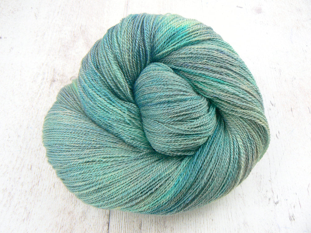 Heathered Greens, Merino, Cashmere and Rose Lace
