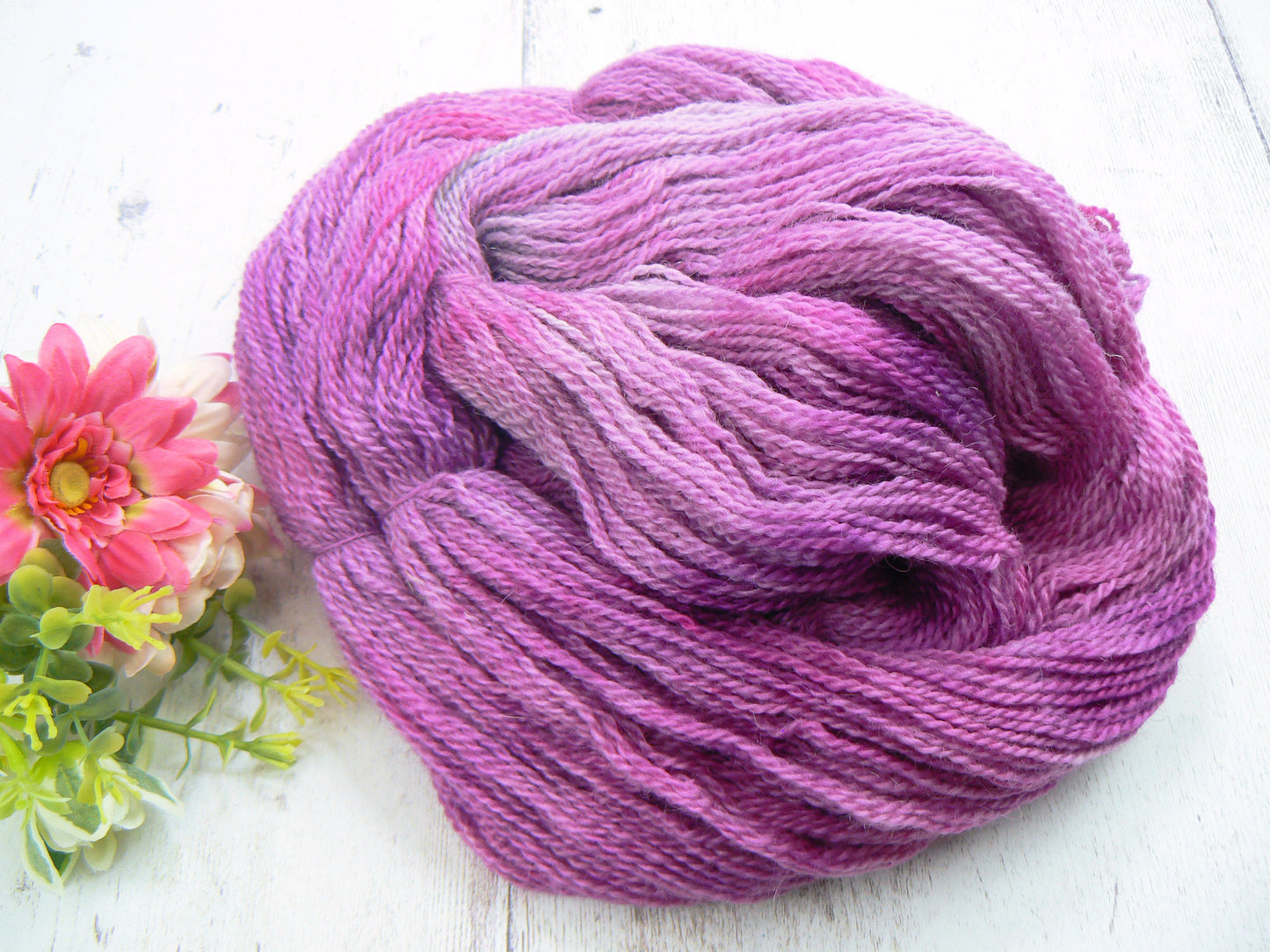 NEW COLOURWAY: Brambles in the Pink, Blue Faced Leicester Mohair 4-ply (MFS)