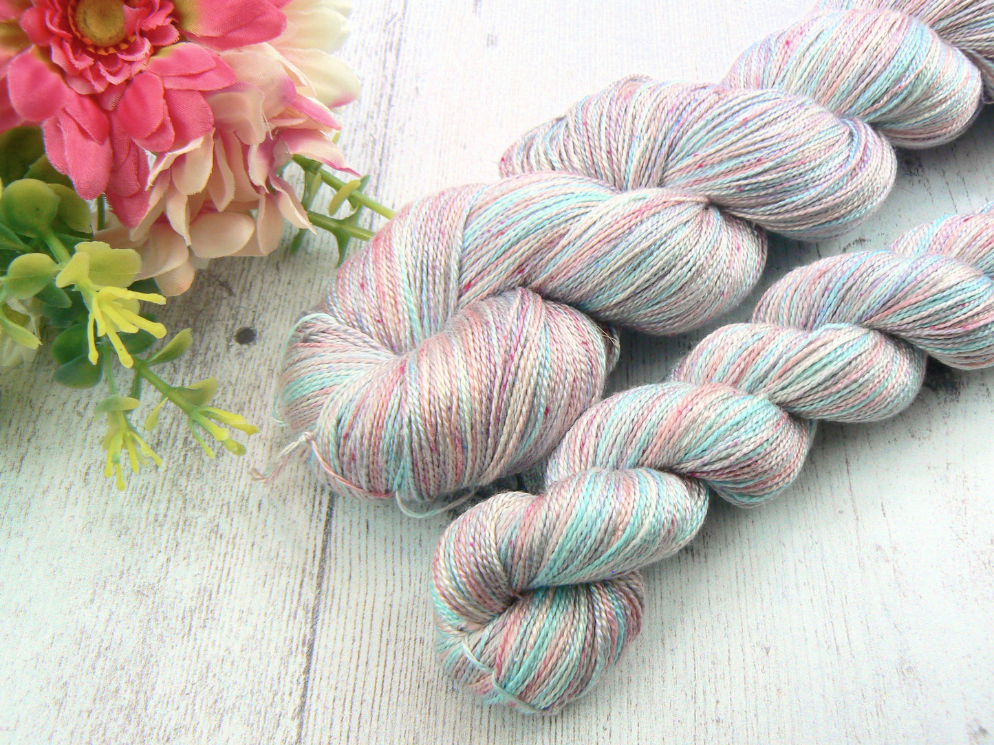 NEW COLOURWAY: Frosted Petals, Spun Silk Lace