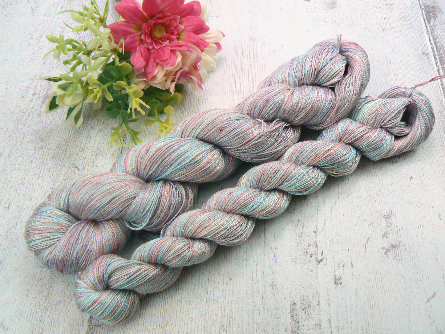 NEW COLOURWAY: Frosted Petals, Spun Silk Lace