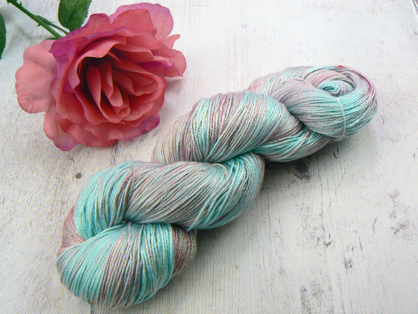 NEW COLOURWAY: Frosted Petals, Spun Silk 4-ply