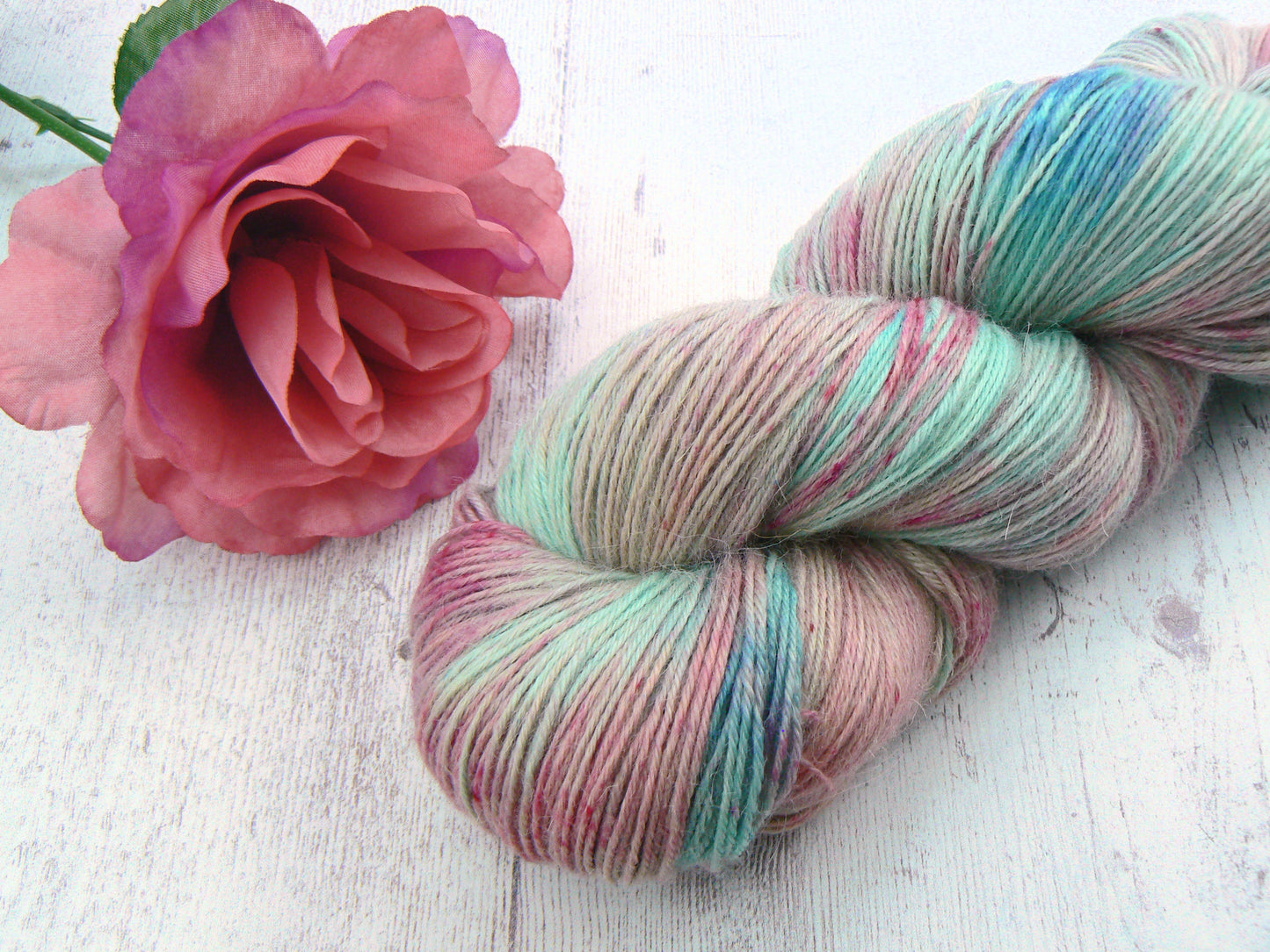 NEW COLOURWAY: Frosted Petals, Alpaca Blue Faced Leicester 4-ply