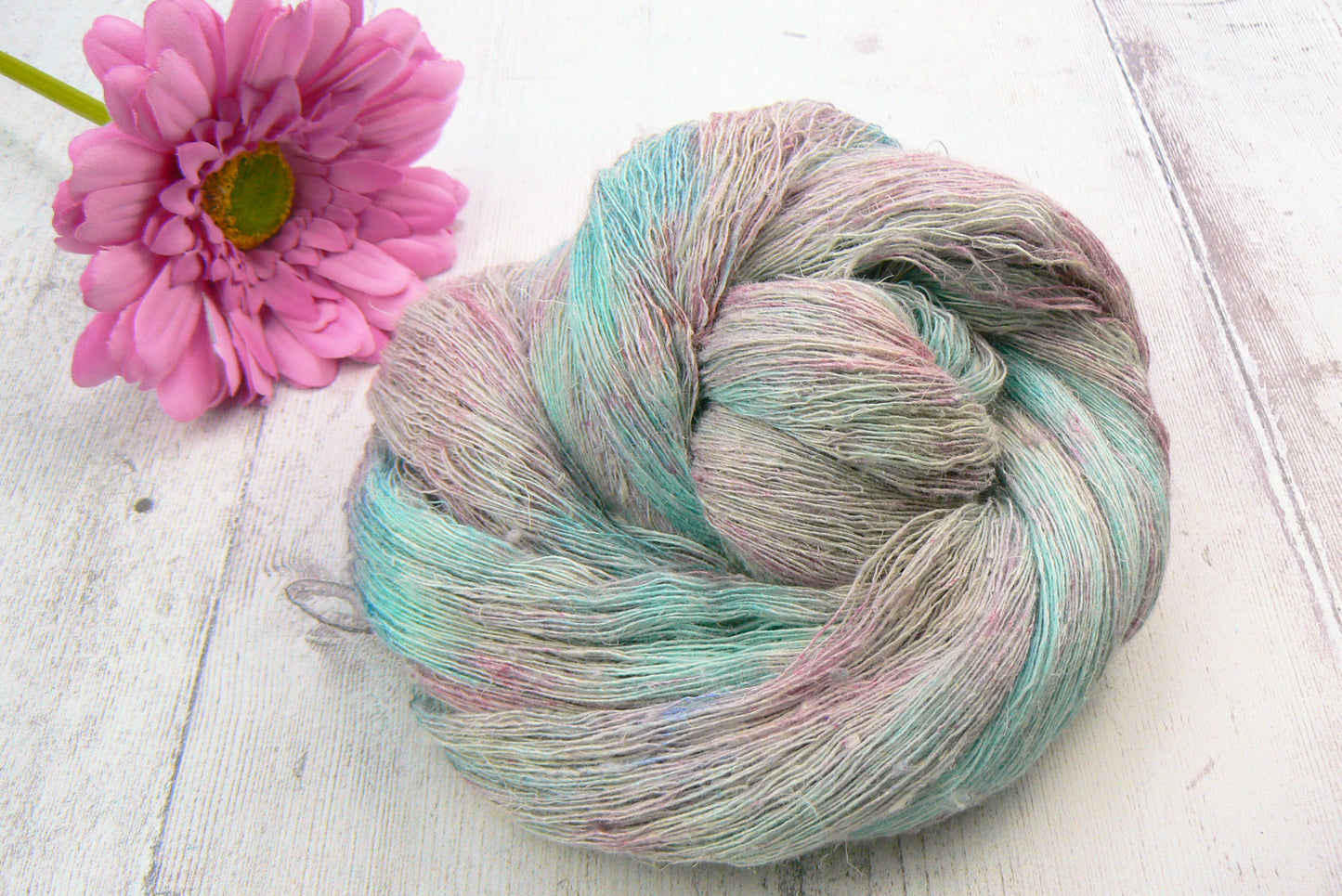 Frosted Petals, Linen Viscose Silk Cobweb Lace