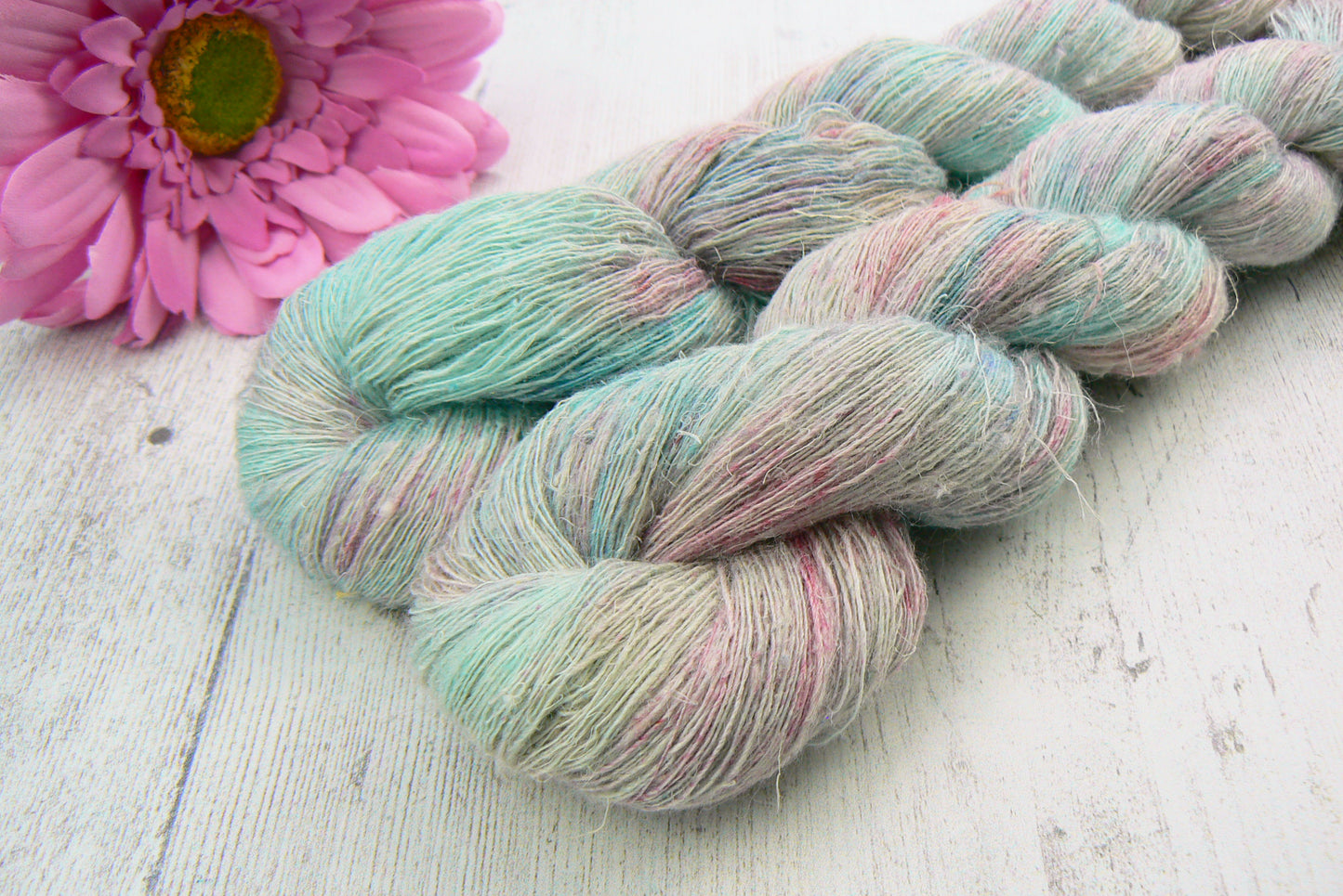 Frosted Petals, Linen Viscose Silk Cobweb Lace