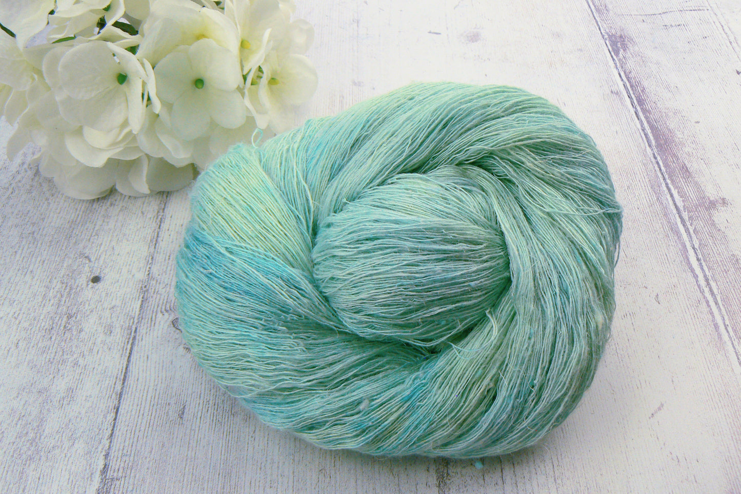 Pale Aqua, Linen Viscose Silk Cobweb Lace