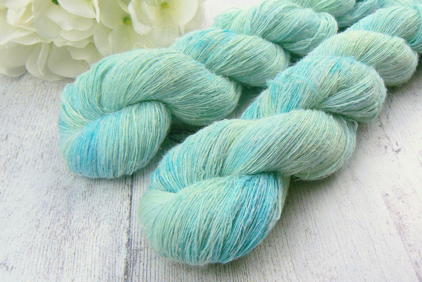 Pale Aqua, Linen Viscose Silk Cobweb Lace