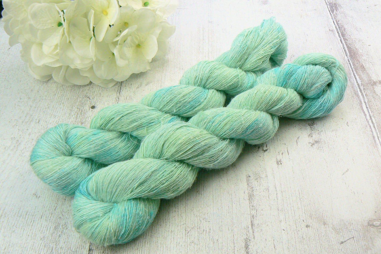 Pale Aqua, Linen Viscose Silk Cobweb Lace