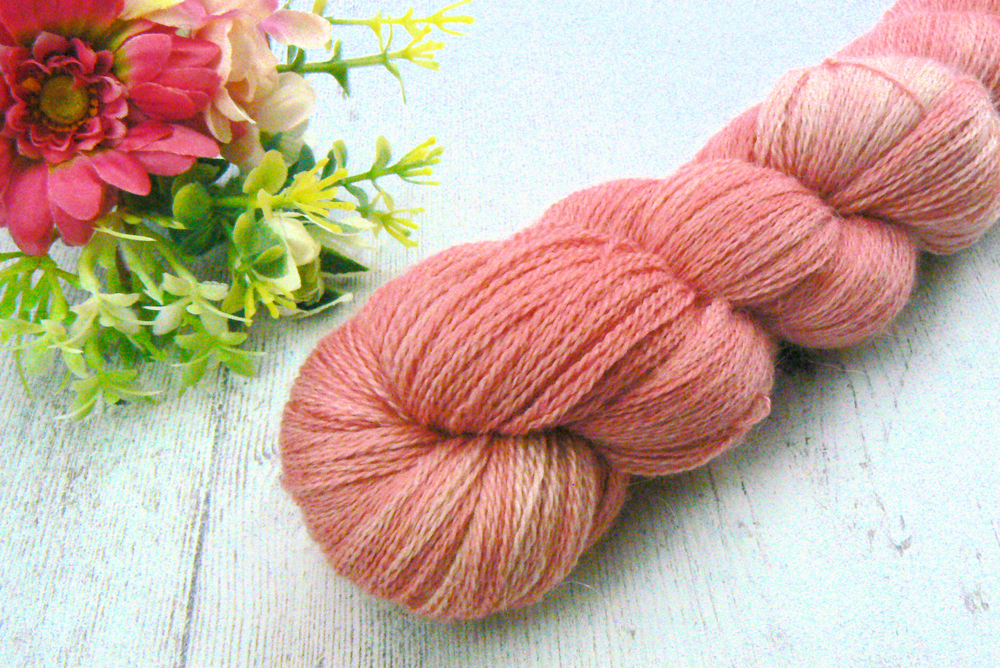 NEW COLOURWAY: Peachey Pinkness, Baby Alpaca Silk Cashmere Lace