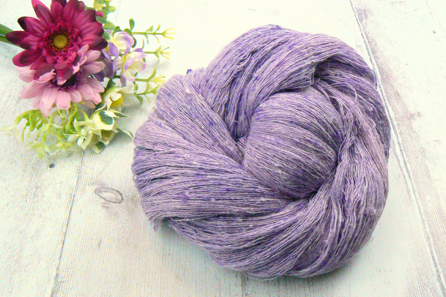 Violets with Verve, Linen Viscose Silk Cobweb Lace