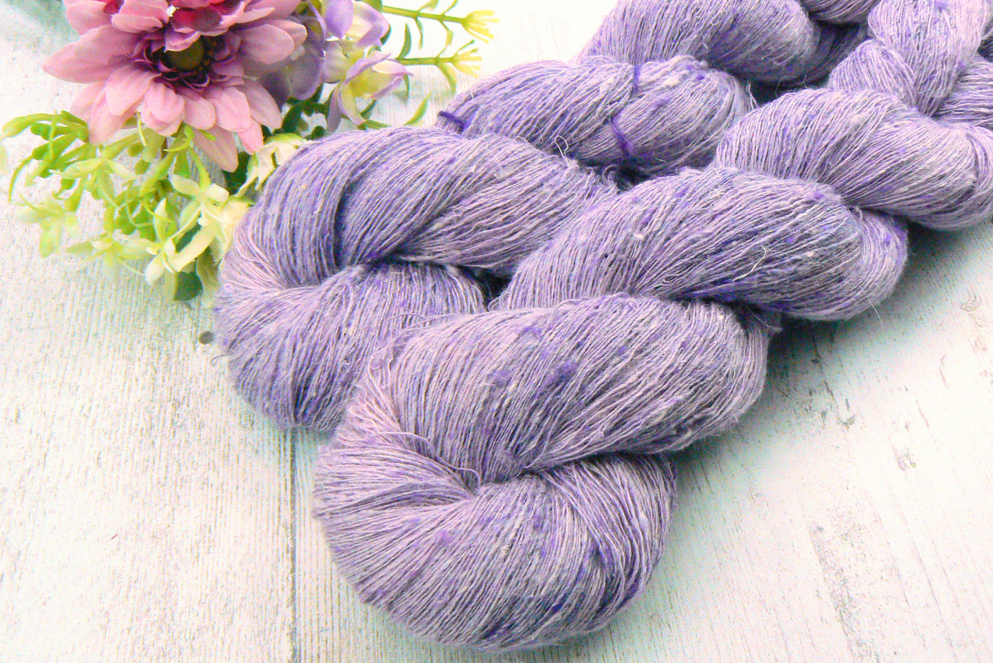 Violets with Verve, Linen Viscose Silk Cobweb Lace