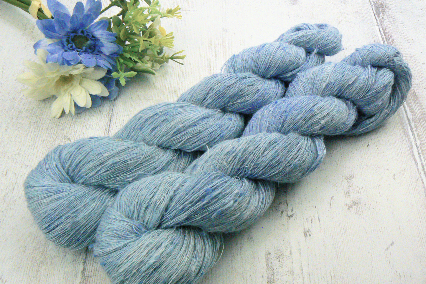 Spring Skies, Linen Viscose Silk Cobweb Lace
