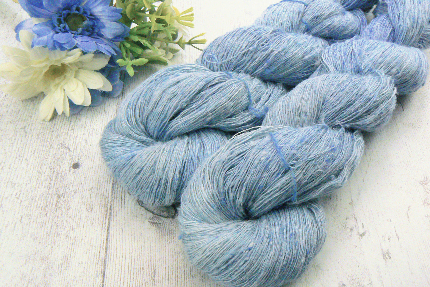Spring Skies, Linen Viscose Silk Cobweb Lace