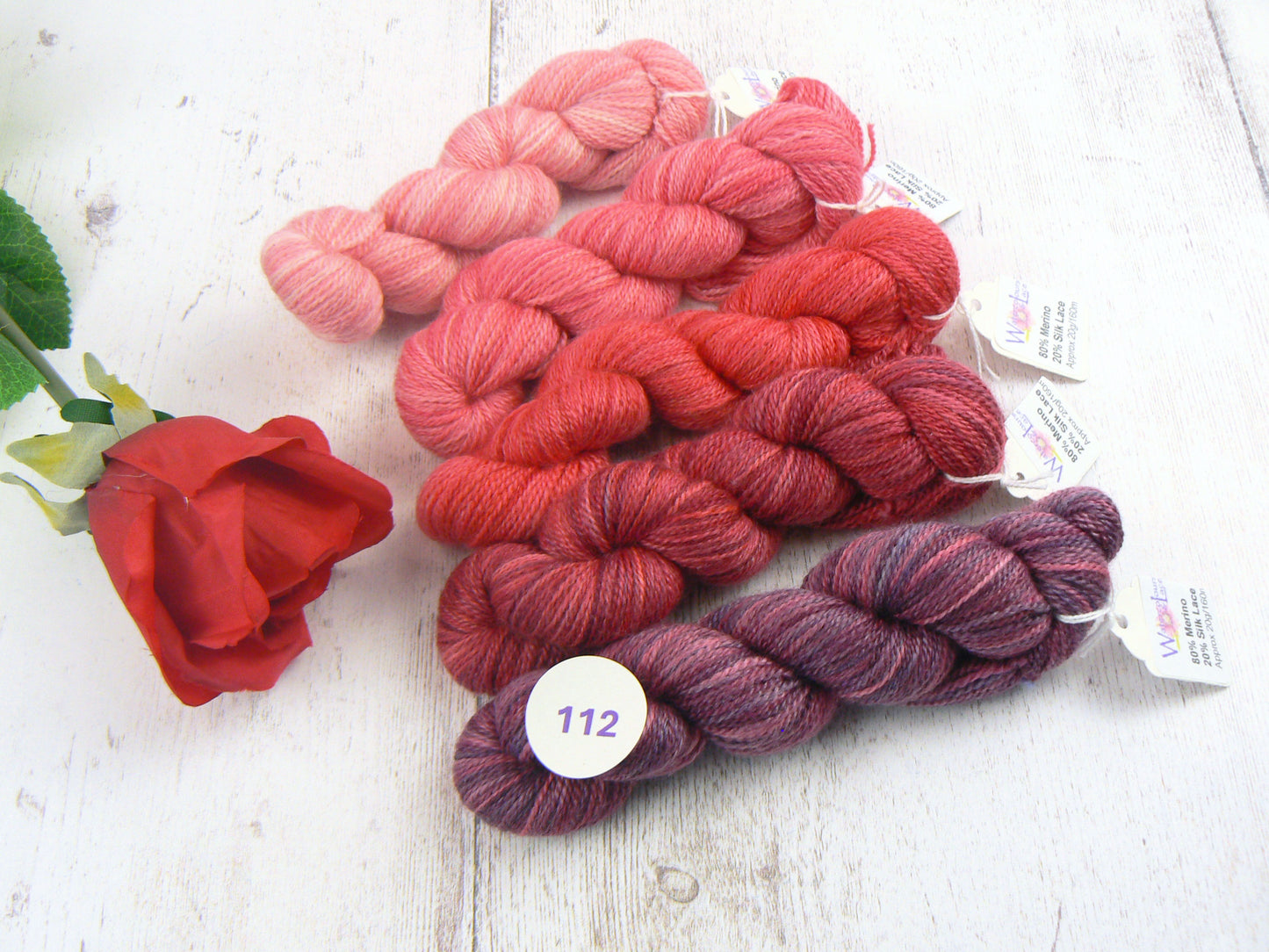 Merino Silk Laceweight Mini-skeins in Pinks, Reds and Burgundies